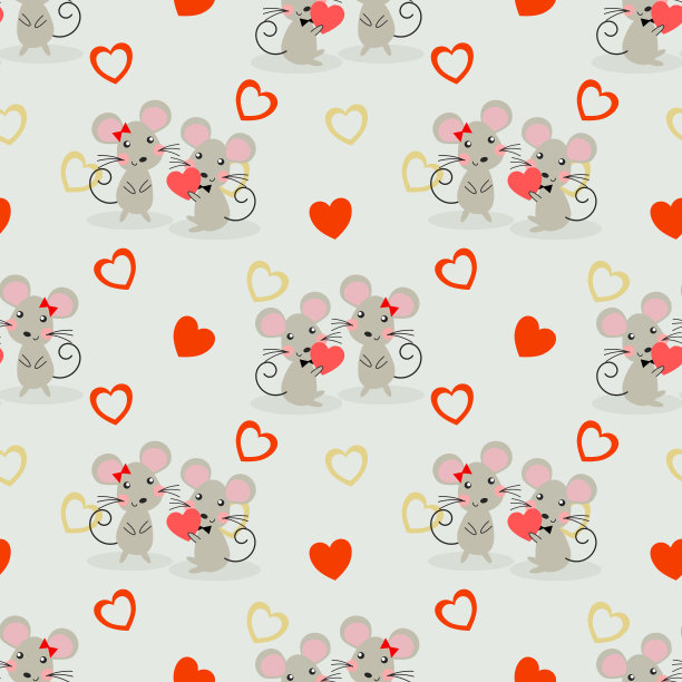 可爱的一对老鼠在爱情无缝模式。图片下载