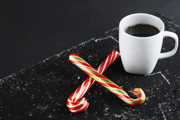 糖果、手杖和咖啡图片下载