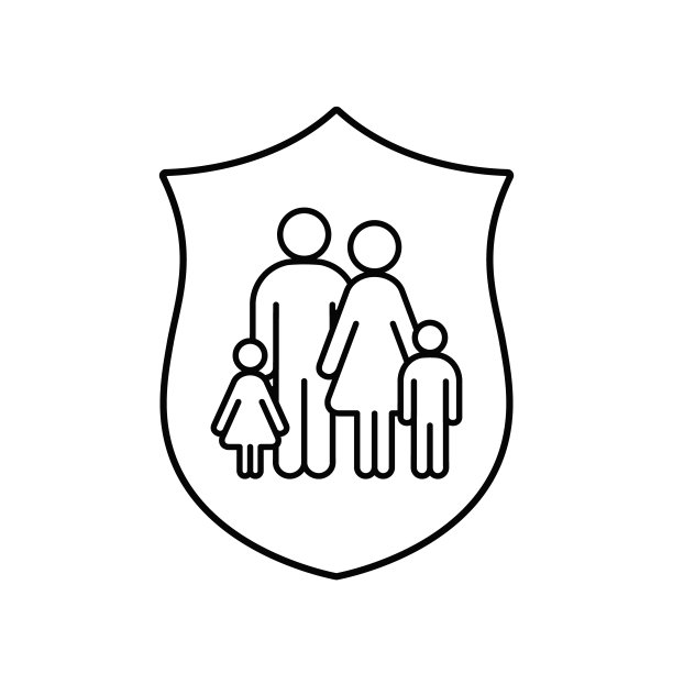 家庭和屏蔽线图标。安全和保险设计，矢量插图图片下载