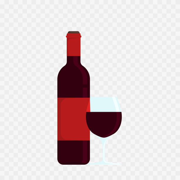 在一个孤立的背景上的平坦风格的葡萄酒瓶图片下载