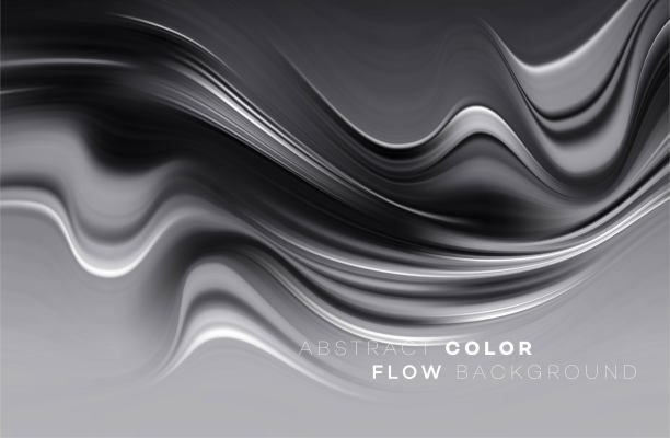 现代彩色流量海报。波浪液体形状在黑色背景。为您的设计项目进行美术设计。矢量图图片下载