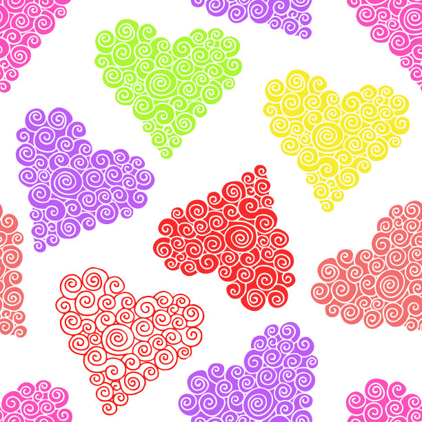 无缝彩色心形图案。情人节装饰印刷包装纸，墙纸，纺织品图片下载