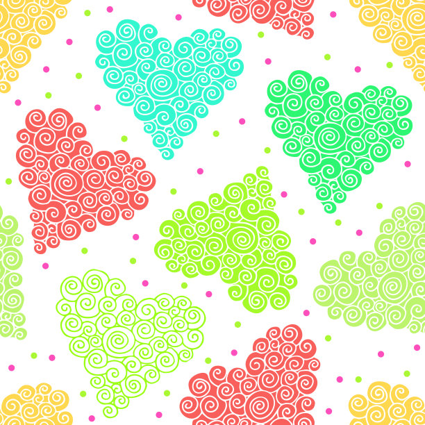 无缝彩色心形图案。情人节装饰印刷包装纸，墙纸，纺织品图片下载