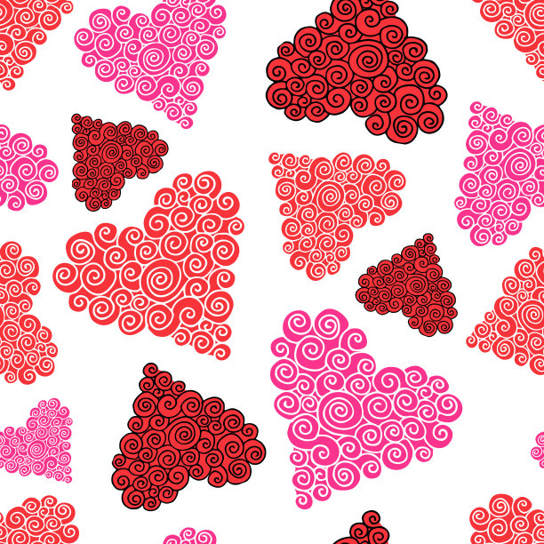 无缝彩色心形图案。情人节装饰印刷包装纸，墙纸，纺织品图片下载