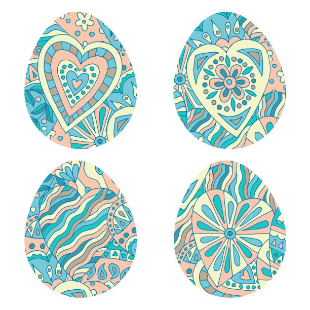 带有抽象心形图案的复活节彩蛋图片下载