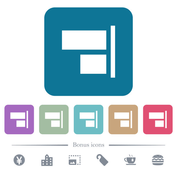 在圆角的方形背景上向右对齐平面图标图片下载