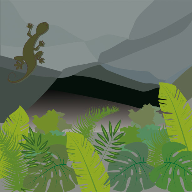 洞穴和蜥蜴形象图片下载