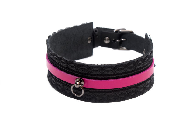 黑色皮领上的白色背景。侧视图图片下载