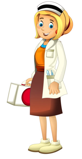 卡通护士或医生在白色背景图片下载