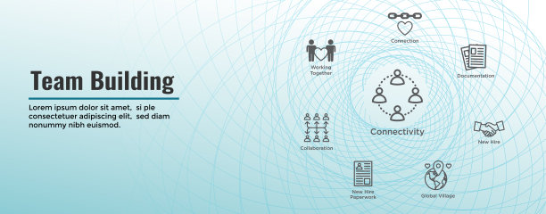 连接网页标题横幅与团结，连接和协作图标集图片下载