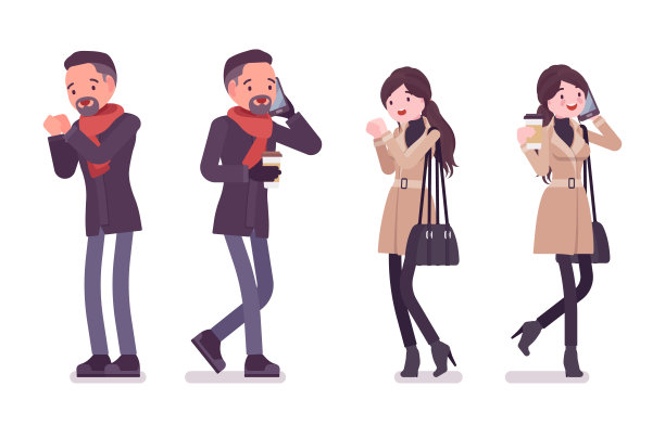 穿着秋装的时髦男女图片下载