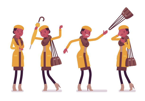 时尚的年轻黑人女人消极情绪，穿着秋天的衣服图片下载