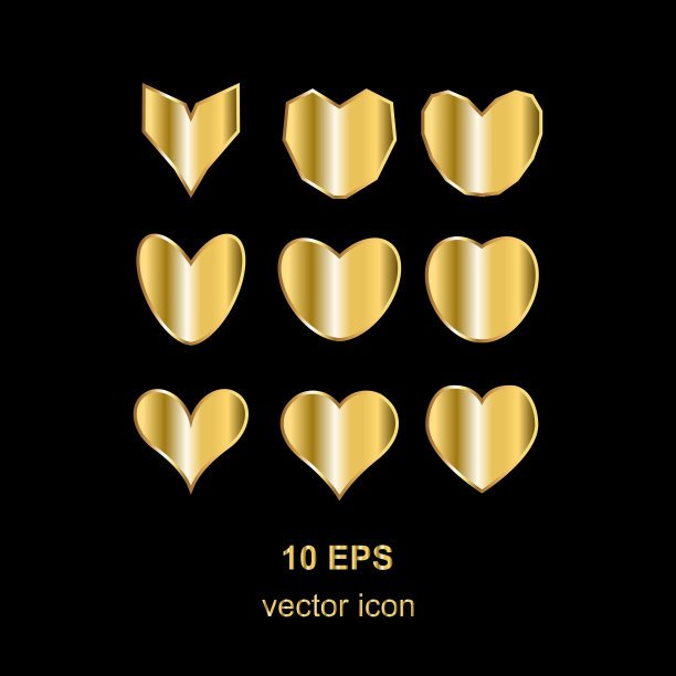 向量金色的心黑色图片下载