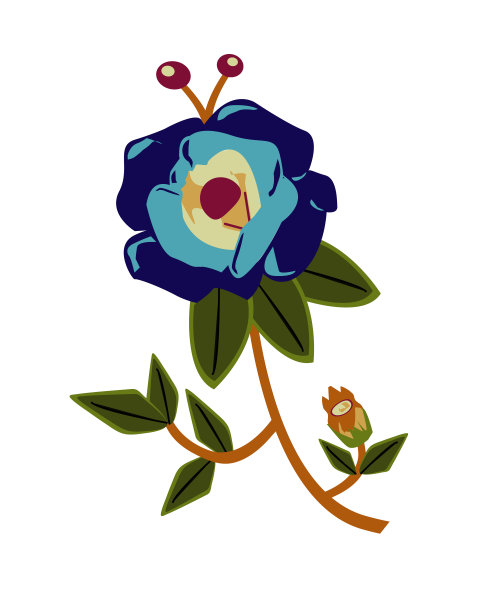 抽象的彩色花孤立在白色的背景。手工矢量或插图与复古主题和柔和的颜色。图片下载