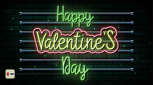 情人节的霓虹灯。向量的背景。图片下载