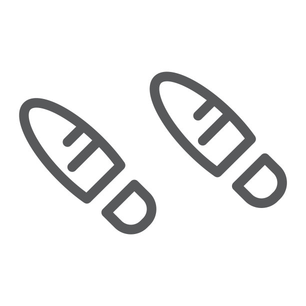 脚印线图标，鞋印，脚印标志，矢量图形，白色背景上的线性图案。图片下载