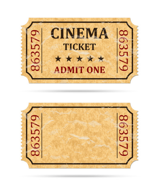 复古电影票和白色背景上的空票。矢量图图片下载
