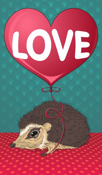 刺猬拿着一个红色的气球图片下载