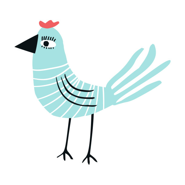 可爱的手绘幼儿园海报与小鸟在斯堪的纳维亚风格。单色矢量图图片下载