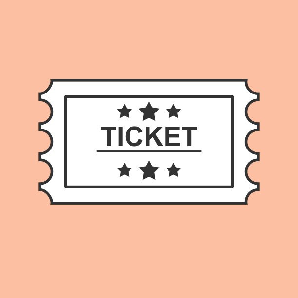 票艺术线条。票轮廓图标。向量图片下载