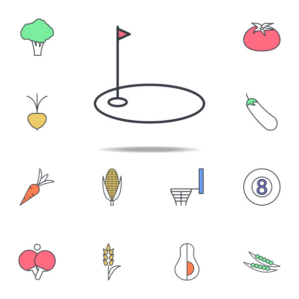 高尔夫球碗图标。网页图标通用设置为网页和移动图片下载