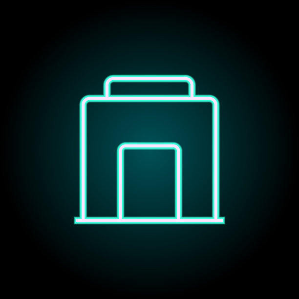 车库图标。导航元素在霓虹灯风格的图标。简单的图标为网站，网页设计，移动应用程序，信息图形图片下载