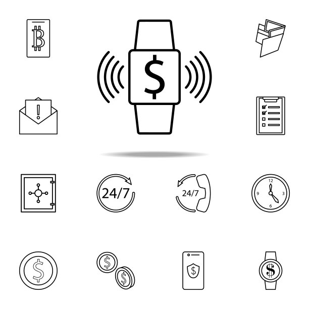 智能手表通知图标。移动银行图标普遍设置为网络和移动图片下载