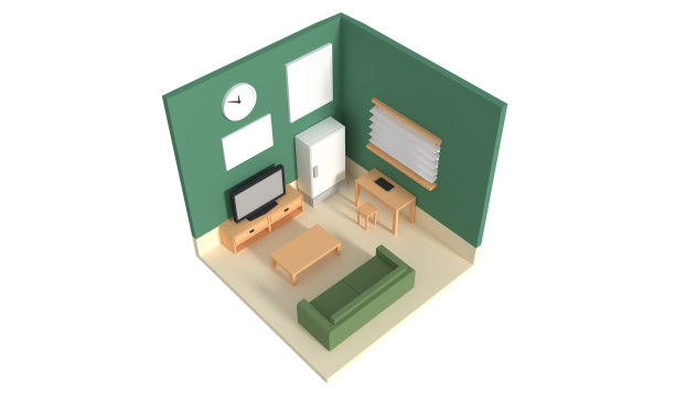 公寓的平面图。一楼。清晰的3d室内设计。——说明图片下载