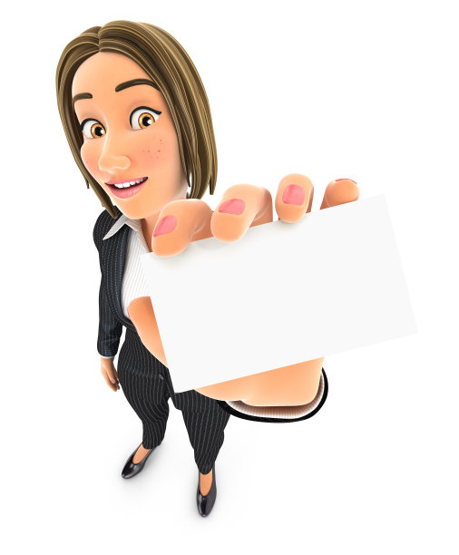 手持公司名片的3d商务女性图片下载