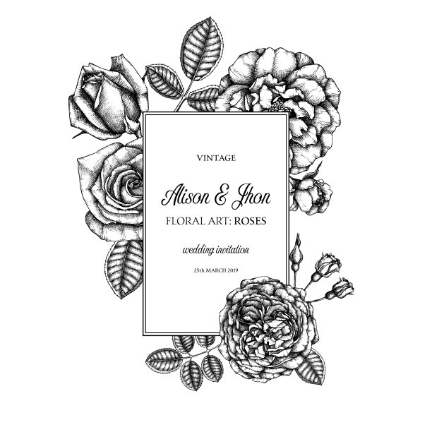 花卉设计与手绘玫瑰图片下载