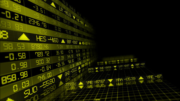 虚拟空间中股票指数的三维渲染。经济增长,衰退图片下载