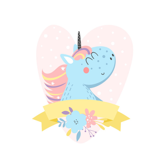 卡通独角兽的卡片图片下载