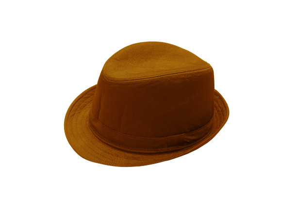 白色背景上的棕色时尚帽子。图片下载