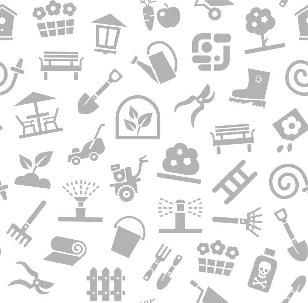 景观设计，无缝背景，白色，矢量。图片下载