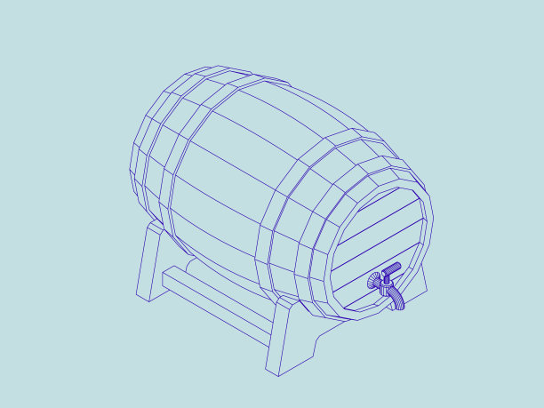 带水龙头的木桶。矢量插图轮廓。图片下载