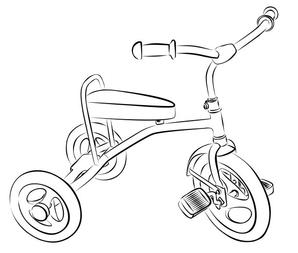 儿童自行车素描。图片下载