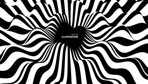 带有光学错觉的图案。黑白背景。抽象矢量插图。图片下载