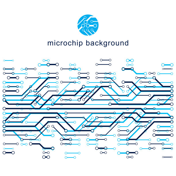 技术通信控制元件。电路板矢量抽象插图。现代创新技术背景图片下载