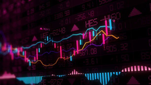 虚拟空间中股票指数的三维渲染。经济增长,衰退图片下载