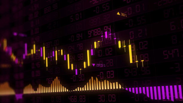 虚拟空间中股票指数的三维渲染。经济增长,衰退图片下载