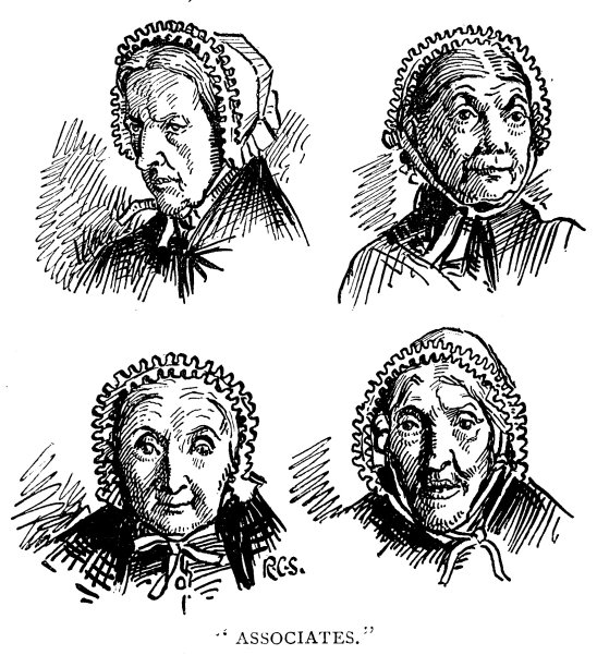 维多利亚时代的黑白照片上刻着四个戴着帽子的老年妇女;摘自一篇关于“贫民的分类”的文章;19世纪的贫困和妇女;1892年英语了图片下载