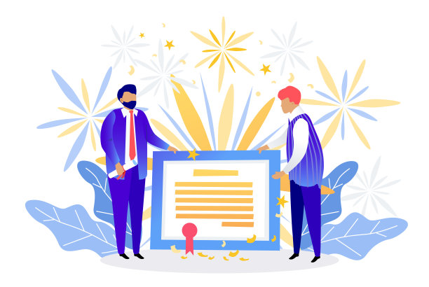 证书收到礼物。奖的成就。男人拿着文凭，快乐的赢家图片下载