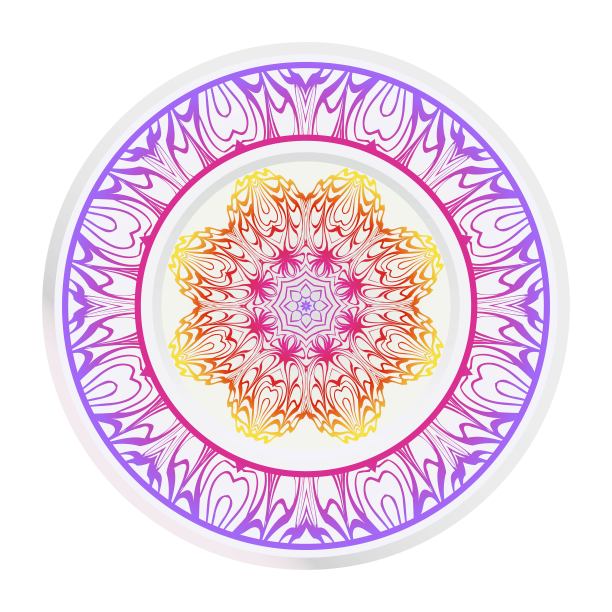 曼陀罗花的点缀。装饰板与曼荼罗装饰图案。家居装饰的背景。矢量插图。紫色,黄色图片下载