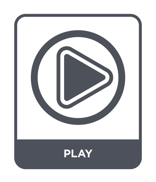 播放图标矢量在白色背景，播放时尚填充图标从用户界面集合图片下载