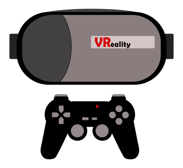 一套VR眼镜与视频游戏控制器隔离。矢量或插图与游戏概念的虚拟现实。图片下载