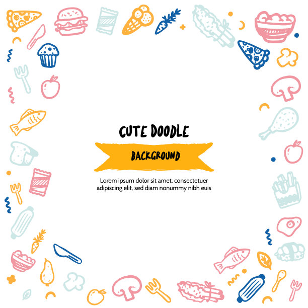 食物涂鸦菜单设计。孤立的矢量插图上的白色背景。餐厅菜单推广图片下载