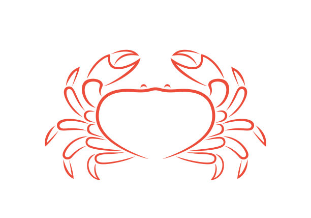 蟹的轮廓。孤立的螃蟹在白色背景图片下载