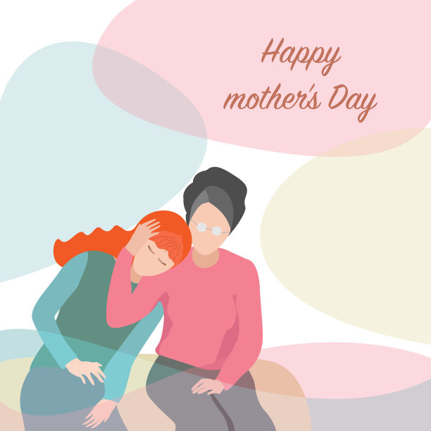 母亲安慰女儿抽象背景矢量素材，母亲节快乐图片下载