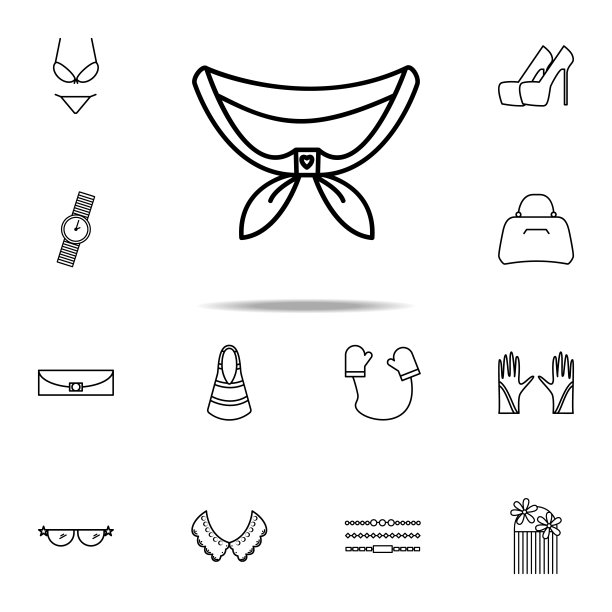 围巾图标。女性配件图标普遍设置为网络和移动图片下载