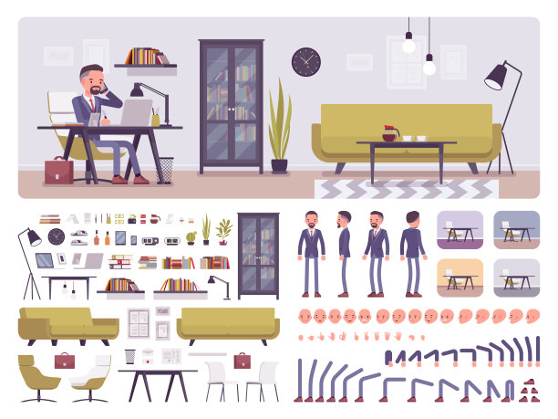 男经理业务办公室创建工具包图片下载